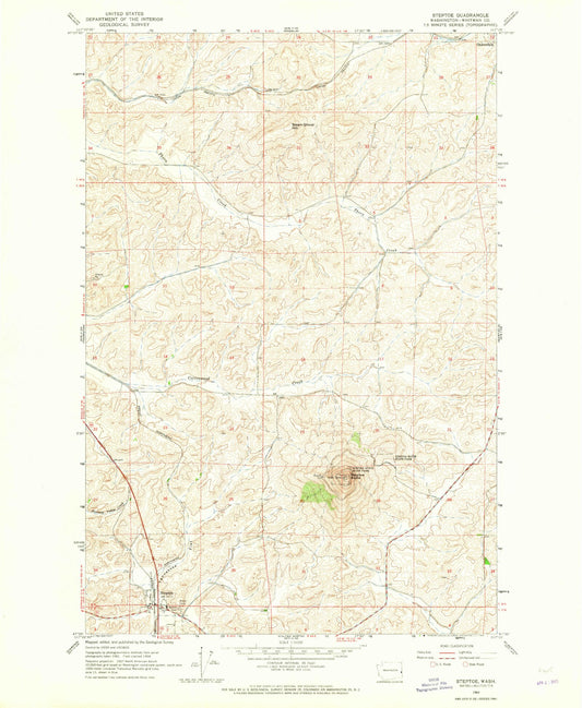 Classic USGS Steptoe Washington 7.5'x7.5' Topo Map Image