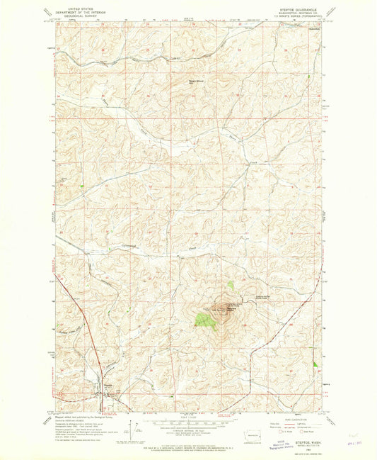 Classic USGS Steptoe Washington 7.5'x7.5' Topo Map Image
