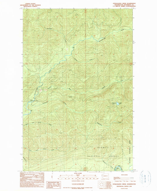 Classic USGS Stequaleho Creek Washington 7.5'x7.5' Topo Map Image