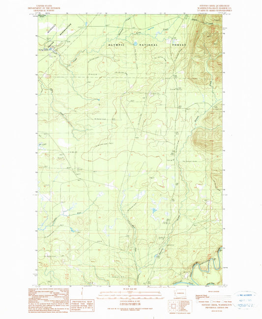 Classic USGS Stevens Creek Washington 7.5'x7.5' Topo Map Image