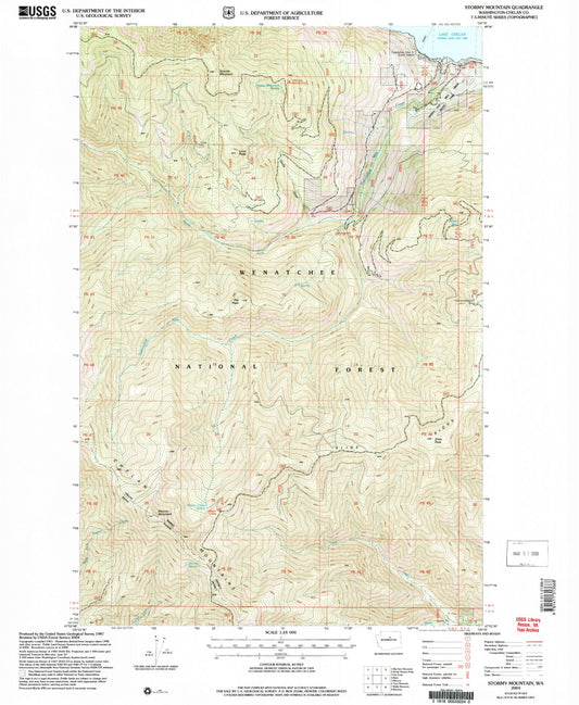 Classic USGS Stormy Mountain Washington 7.5'x7.5' Topo Map Image