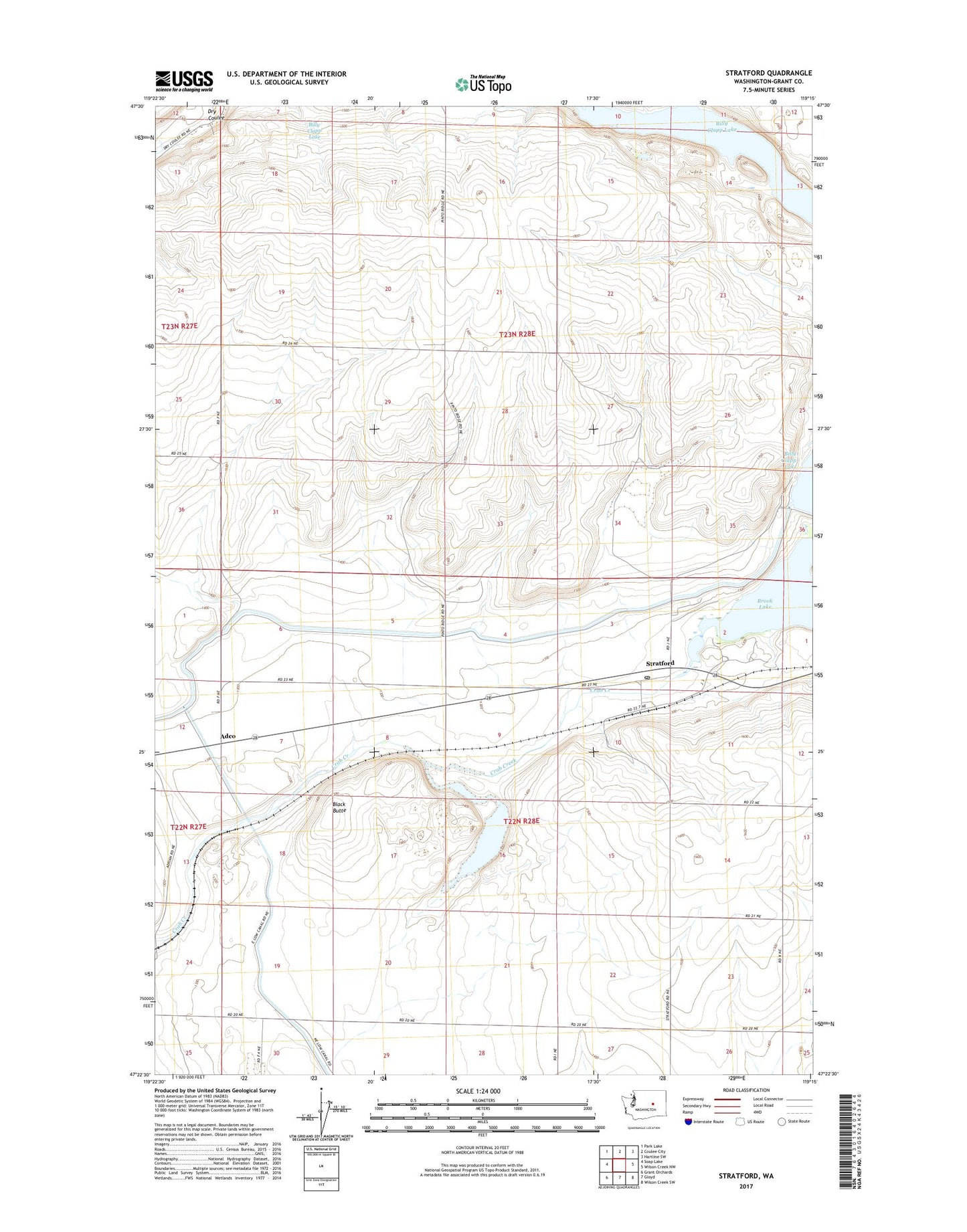 Stratford Washington US Topo Map Image