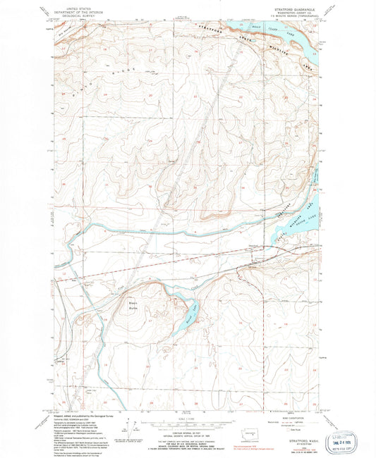 Classic USGS Stratford Washington 7.5'x7.5' Topo Map Image