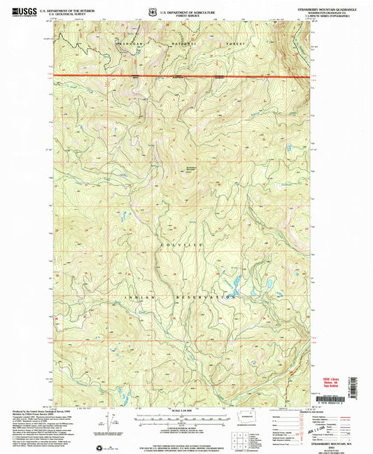 Classic USGS Strawberry Mountain Washington 7.5'x7.5' Topo Map Image