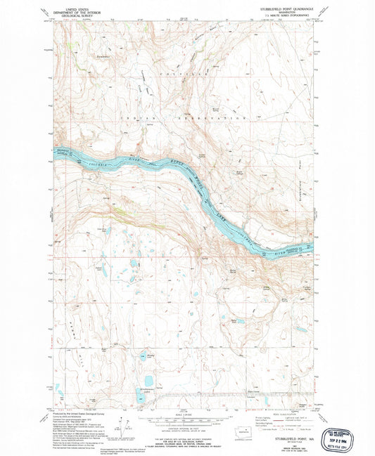Classic USGS Stubblefield Point Washington 7.5'x7.5' Topo Map Image
