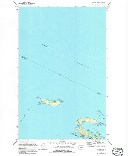 Classic USGS Sucia Island Washington 7.5'x7.5' Topo Map Image