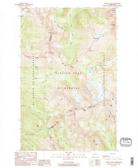 USGS Classic Suiattle Pass Washington 7.5'x7.5' Topo Map Image