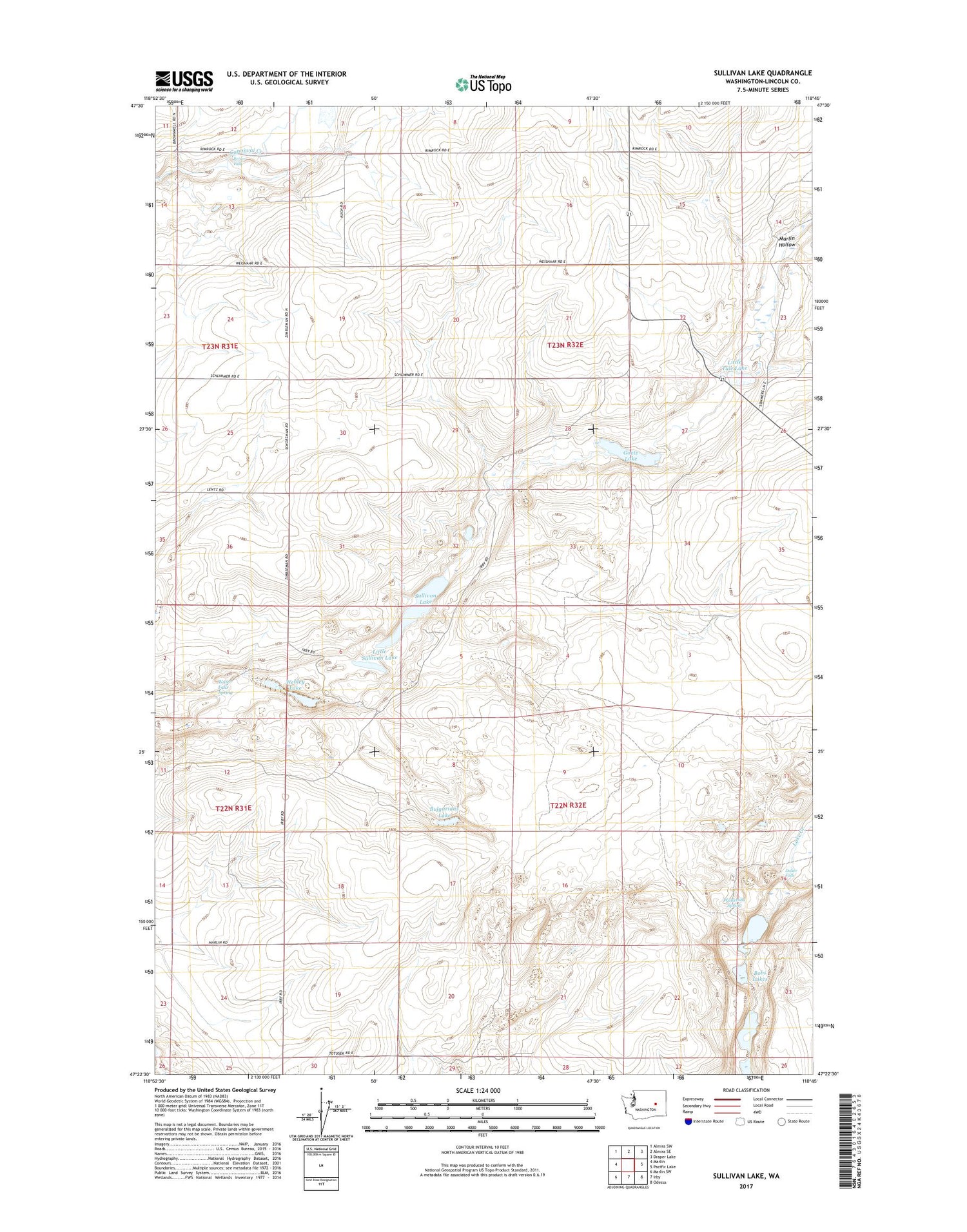 Sullivan Lake Washington US Topo Map Image