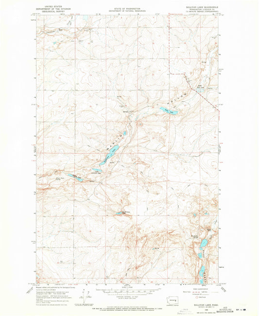 Classic USGS Sullivan Lake Washington 7.5'x7.5' Topo Map Image