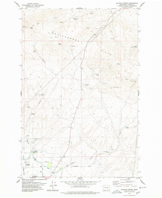 Classic USGS Sulphur Spring Washington 7.5'x7.5' Topo Map Image