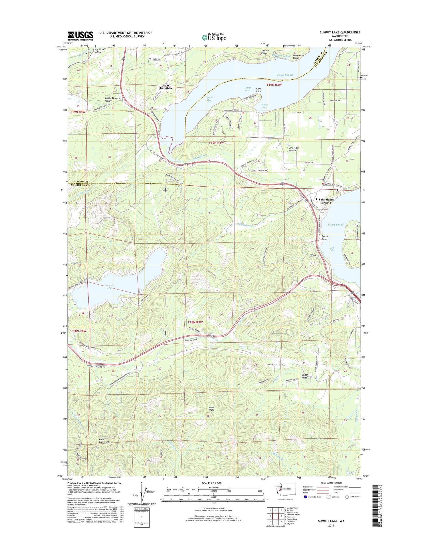 Summit Lake Washington US Topo Map Image