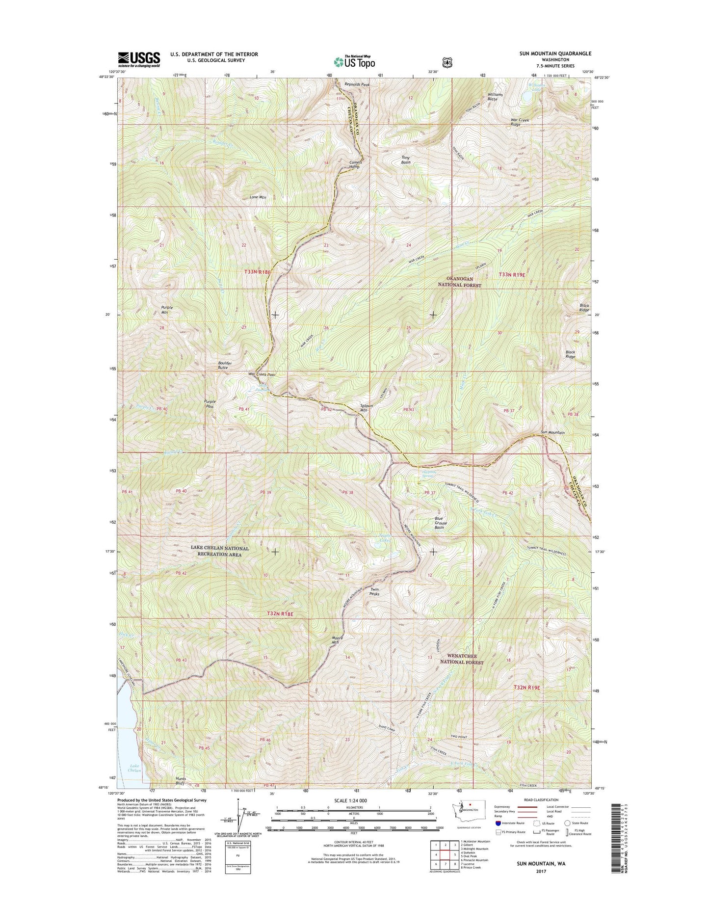 Sun Mountain Washington US Topo Map Image