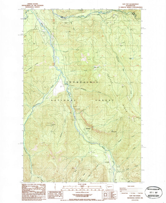 Classic USGS Sun Top Washington 7.5'x7.5' Topo Map Image