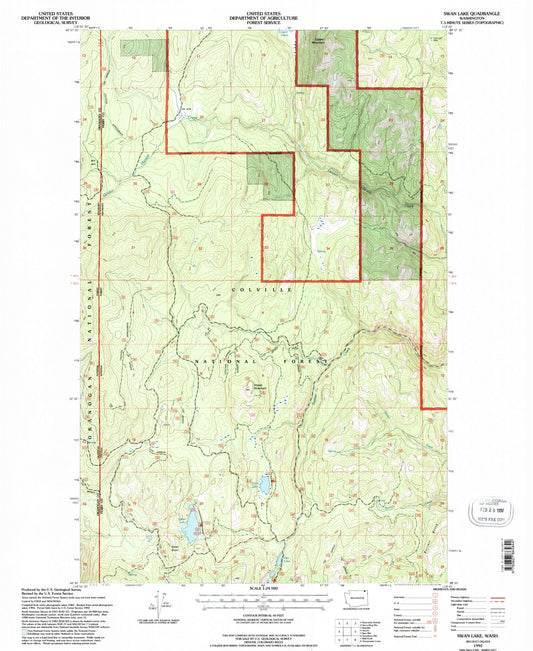 Classic USGS Swan Lake Washington 7.5'x7.5' Topo Map Image