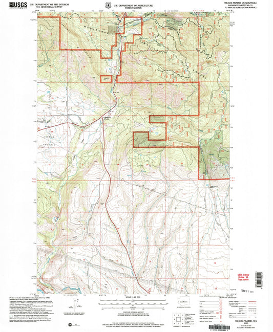 Classic USGS Swauk Prairie Washington 7.5'x7.5' Topo Map Image