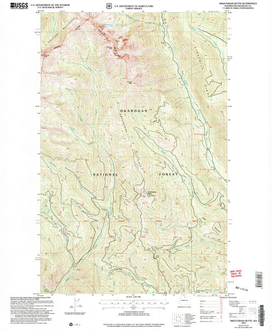 Classic USGS Sweetgrass Butte Washington 7.5'x7.5' Topo Map Image