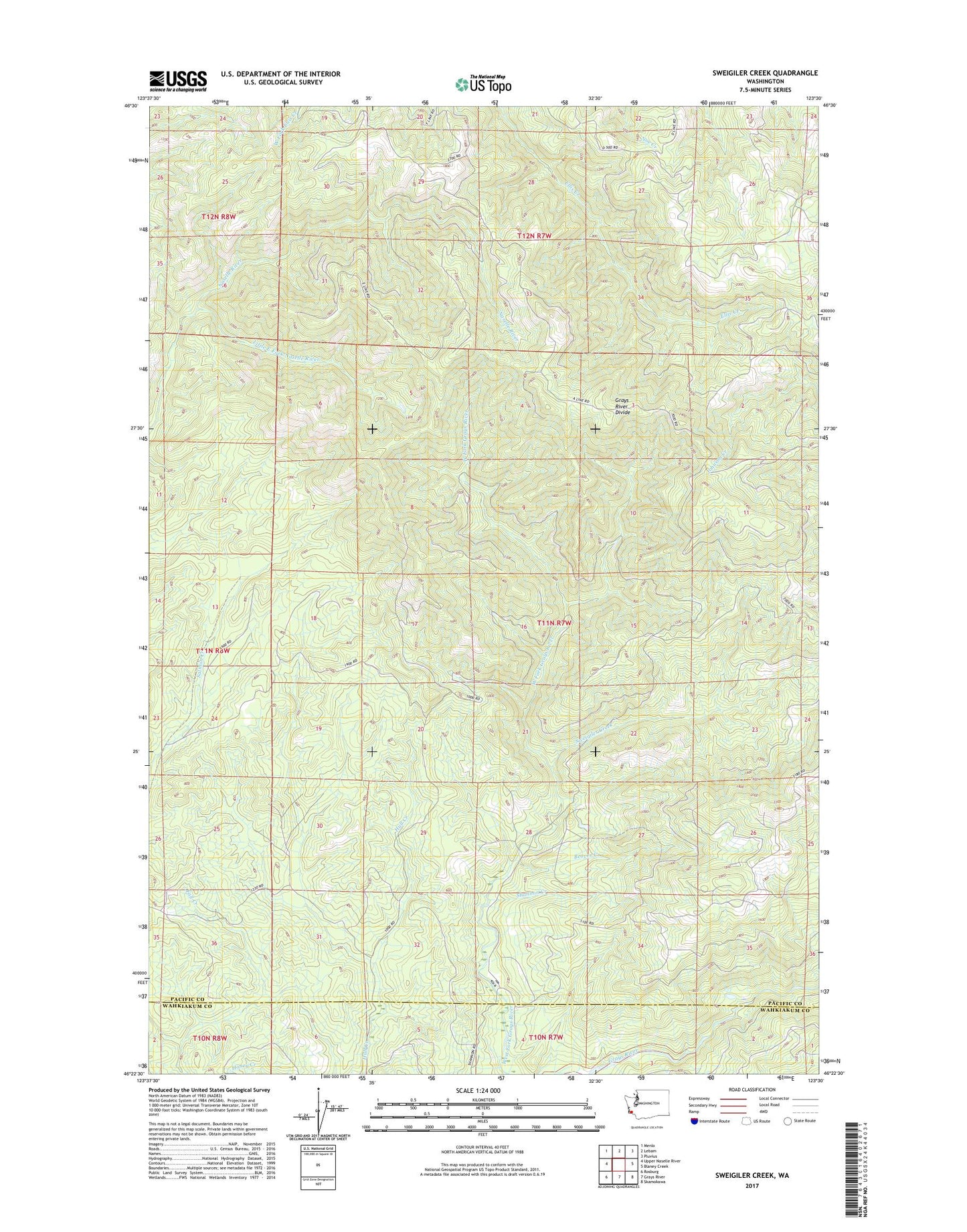 Sweigiler Creek Washington US Topo Map Image