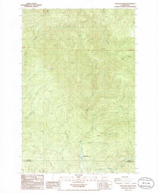Classic USGS Sweigiler Creek Washington 7.5'x7.5' Topo Map Image