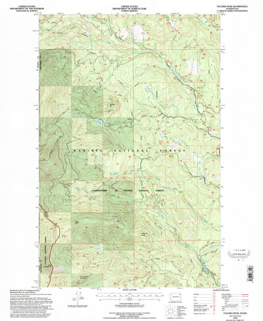 Classic USGS Tacoma Peak Washington 7.5'x7.5' Topo Map Image