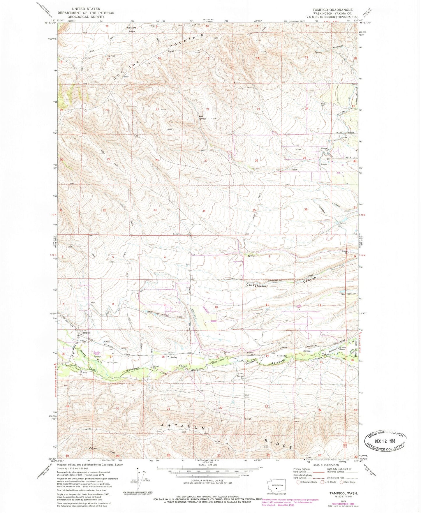 Classic USGS Tampico Washington 7.5'x7.5' Topo Map Image