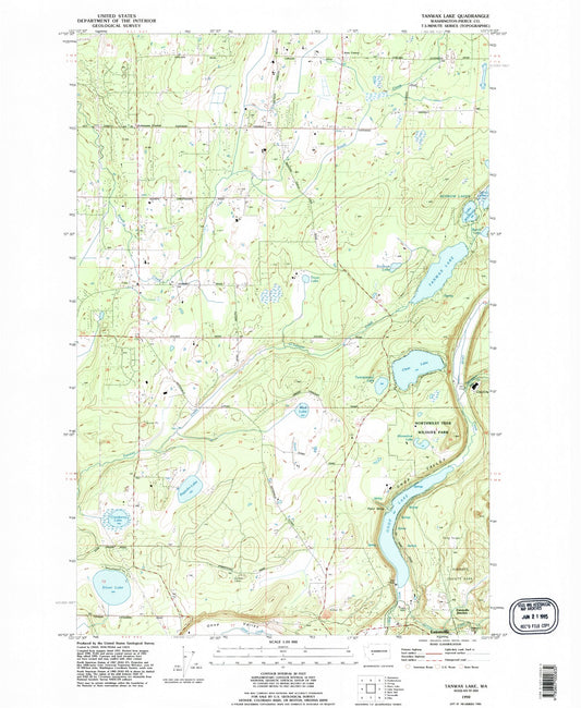 Classic USGS Tanwax Lake Washington 7.5'x7.5' Topo Map Image
