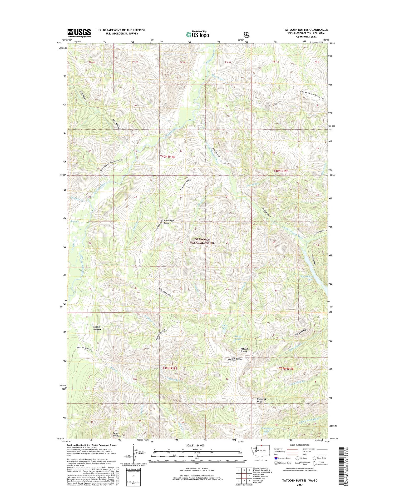 Tatoosh Buttes Washington US Topo Map Image