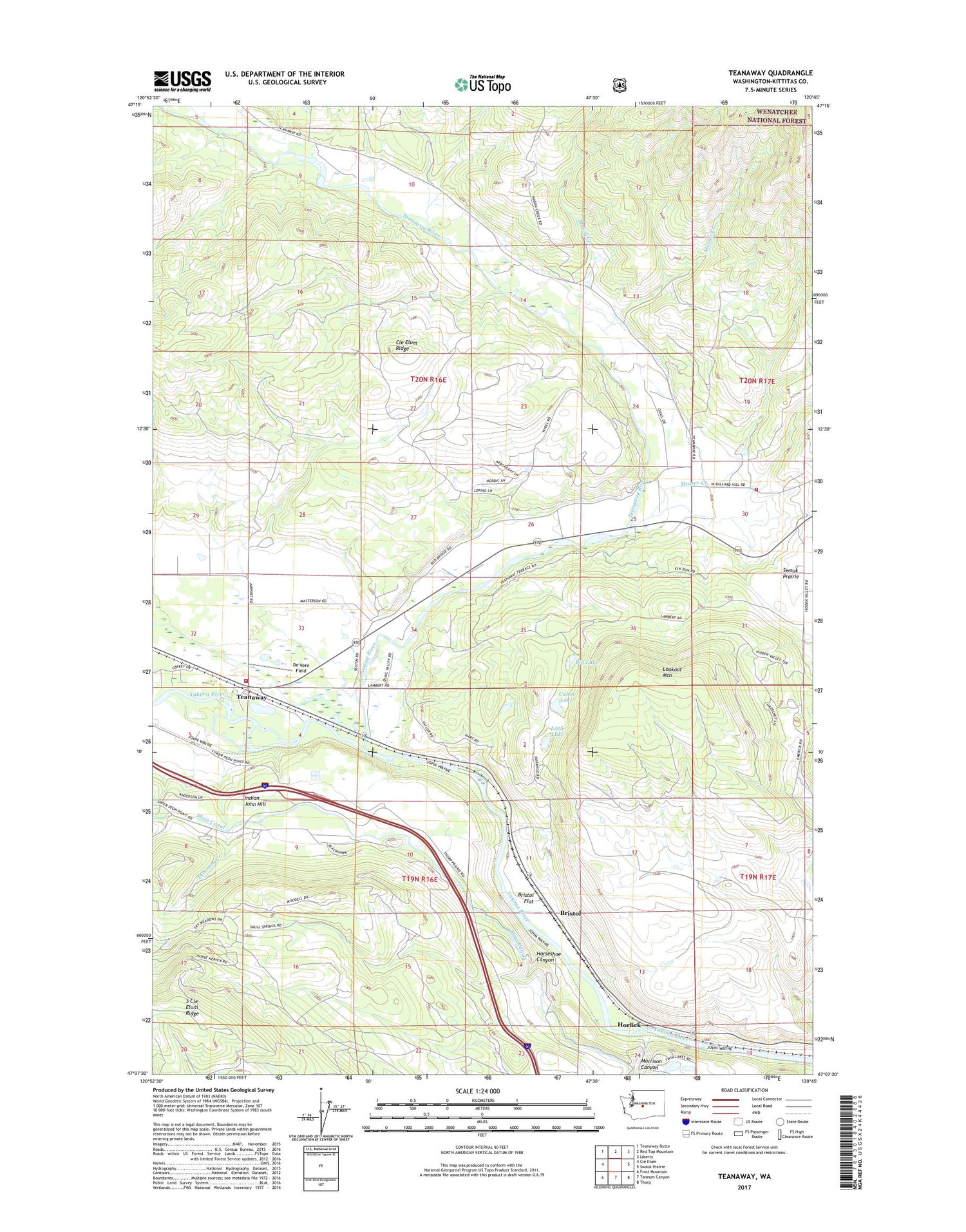Teanaway Washington US Topo Map Image