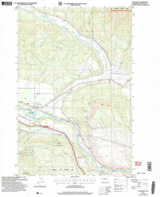 Classic USGS Teanaway Washington 7.5'x7.5' Topo Map Image