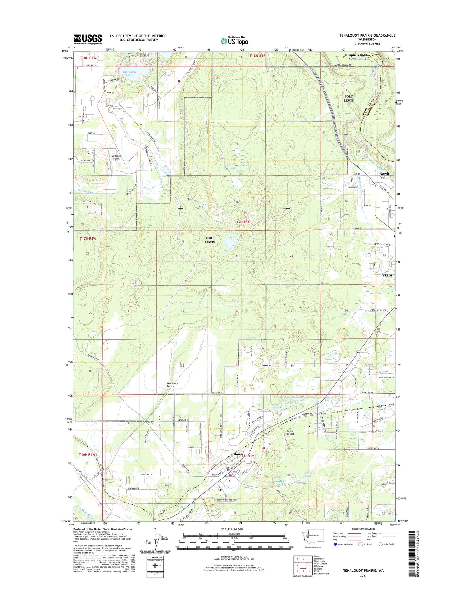 Tenalquot Prairie Washington US Topo Map Image