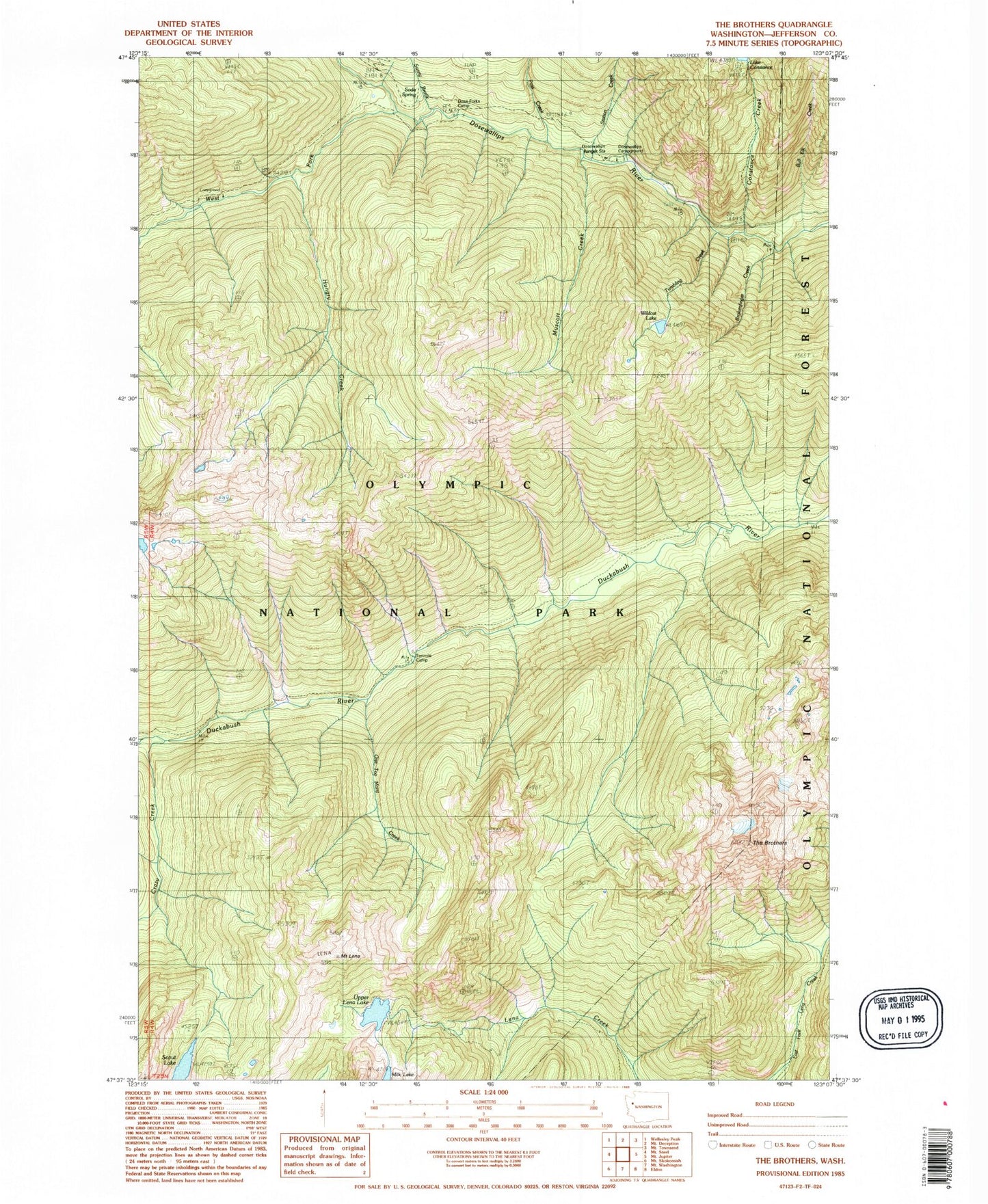 Classic USGS The Brothers Washington 7.5'x7.5' Topo Map Image