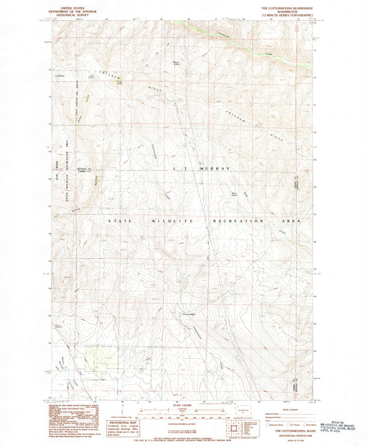 Classic USGS The Cottonwoods Washington 7.5'x7.5' Topo Map Image