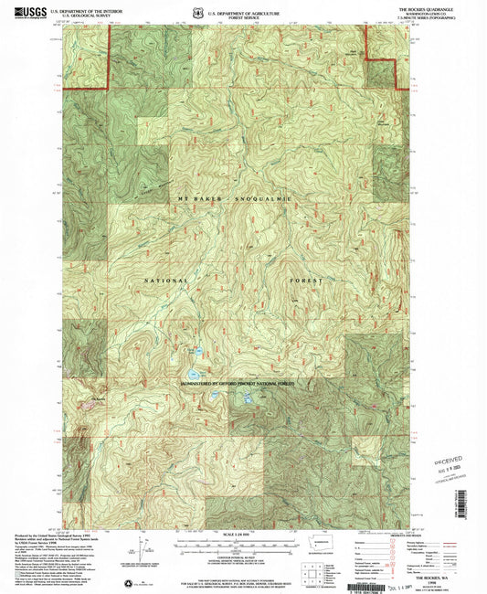 Classic USGS The Rockies Washington 7.5'x7.5' Topo Map Image