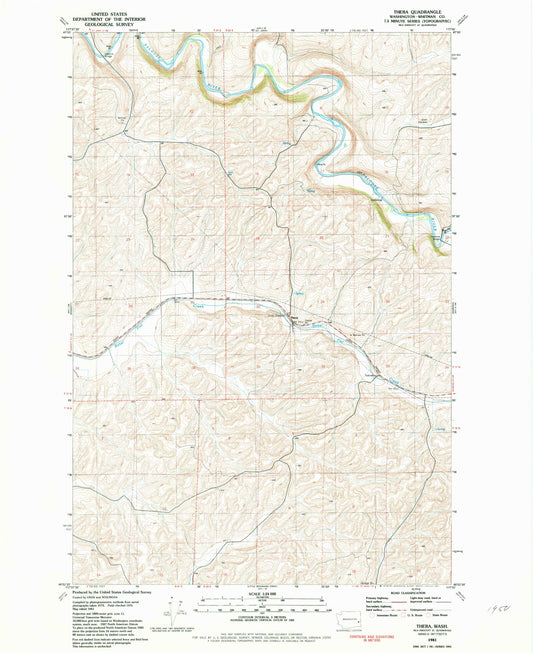 Classic USGS Thera Washington 7.5'x7.5' Topo Map Image