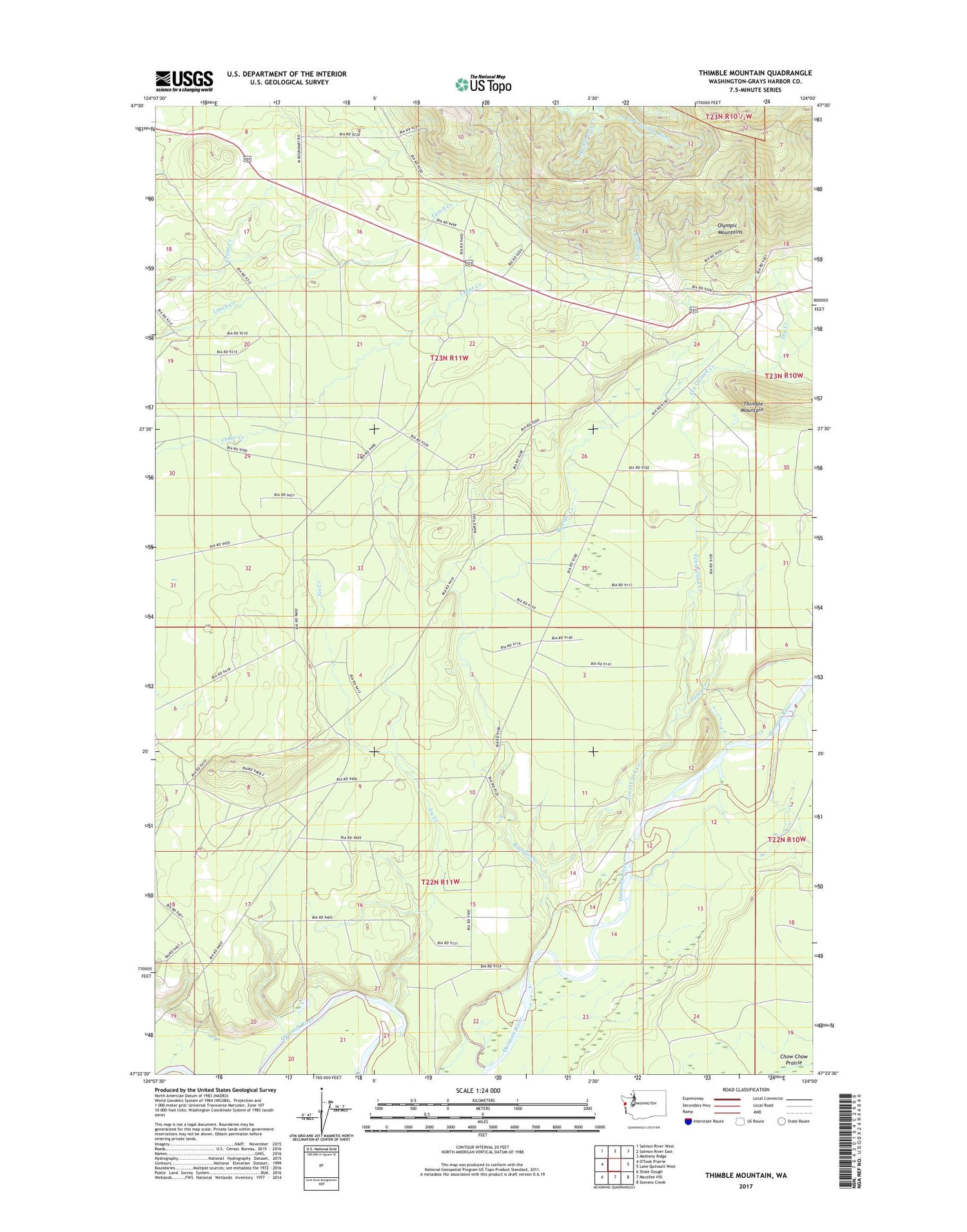 Thimble Mountain Washington US Topo Map Image