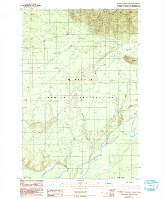 Classic USGS Thimble Mountain Washington 7.5'x7.5' Topo Map Image