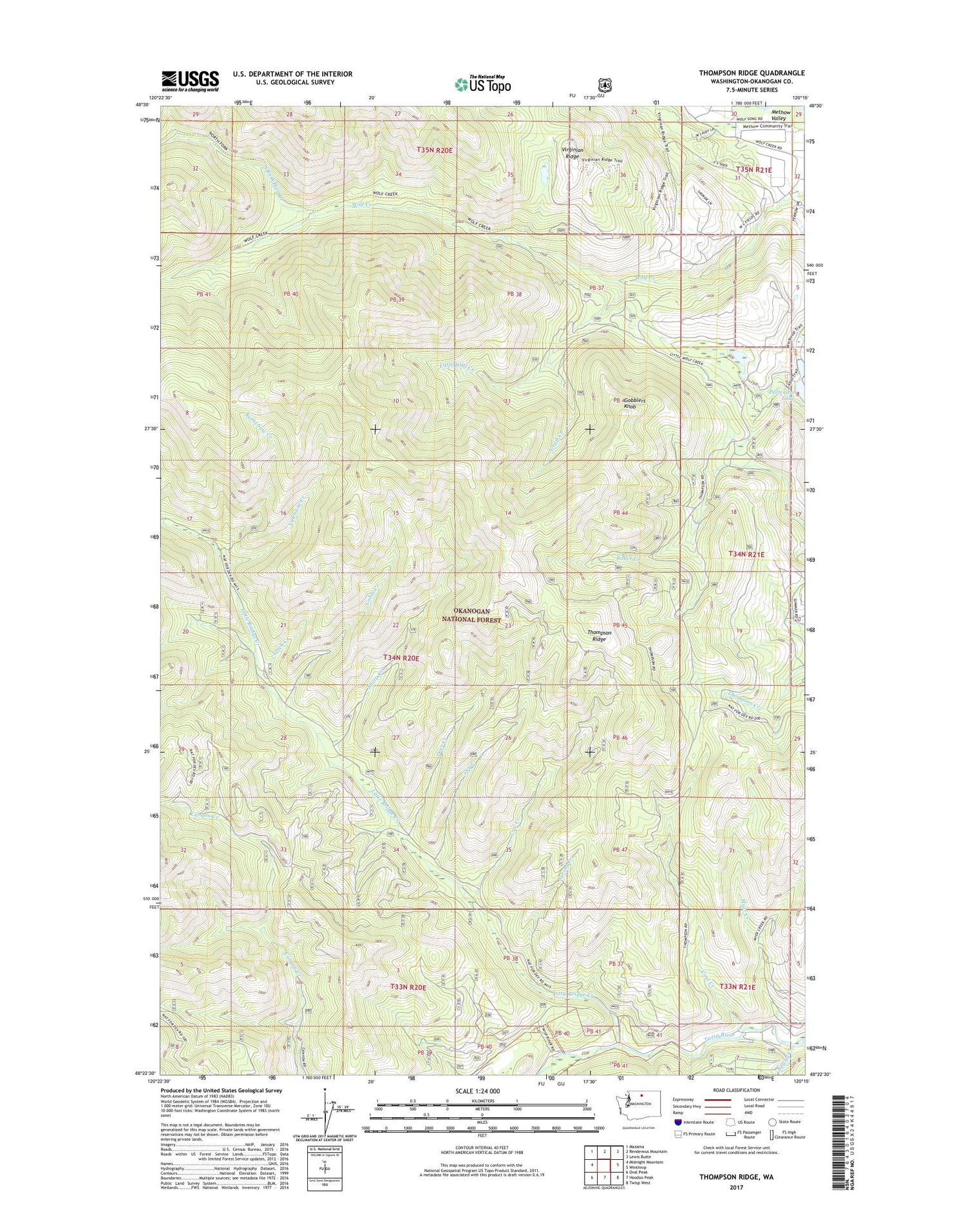 Thompson Ridge Washington US Topo Map Image
