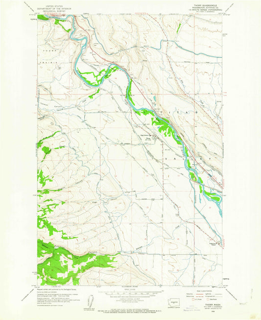 Classic USGS Thorp Washington 7.5'x7.5' Topo Map Image