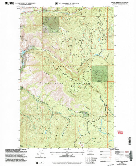 Classic USGS Thrapp Mountain Washington 7.5'x7.5' Topo Map Image