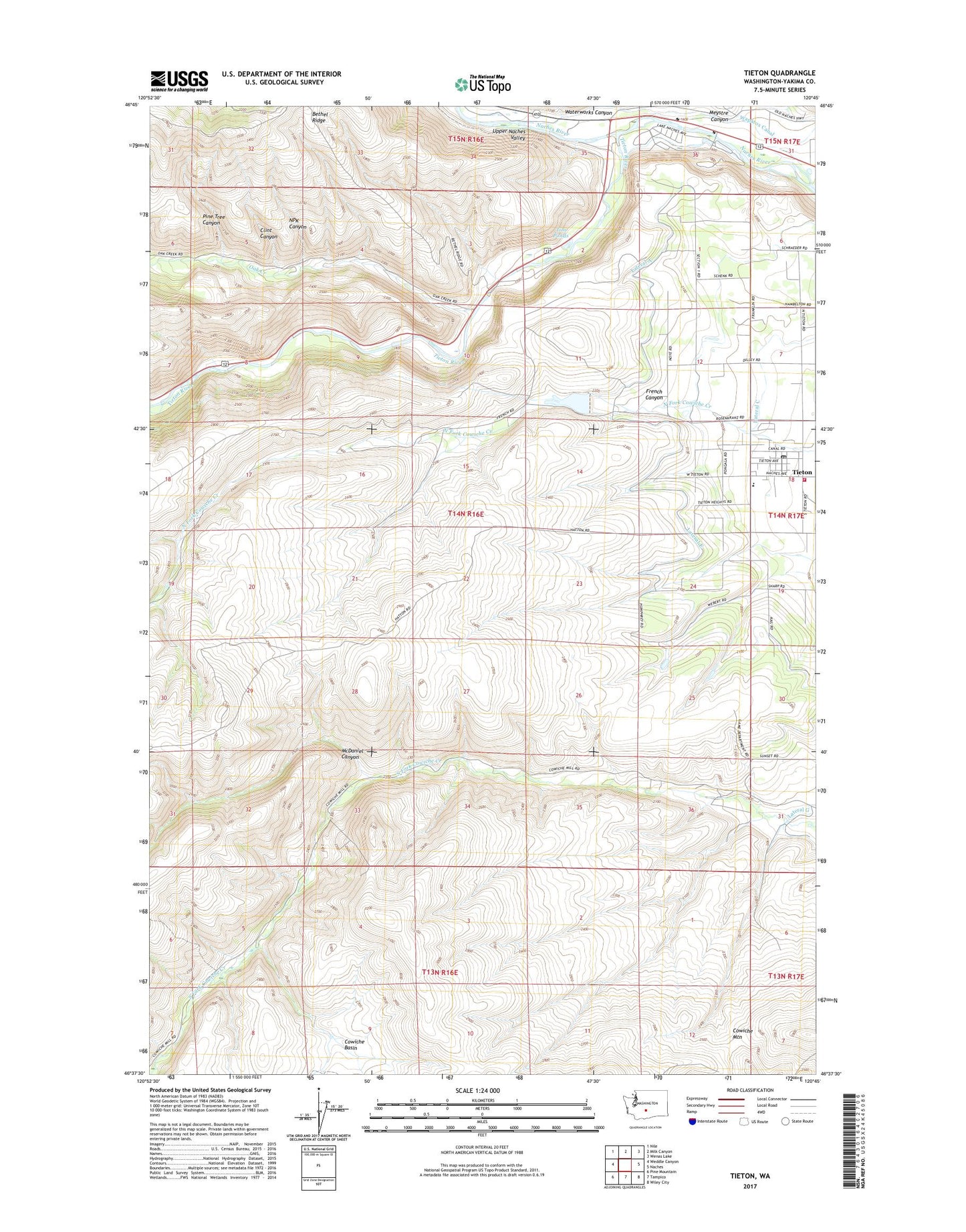 Tieton Washington US Topo Map Image