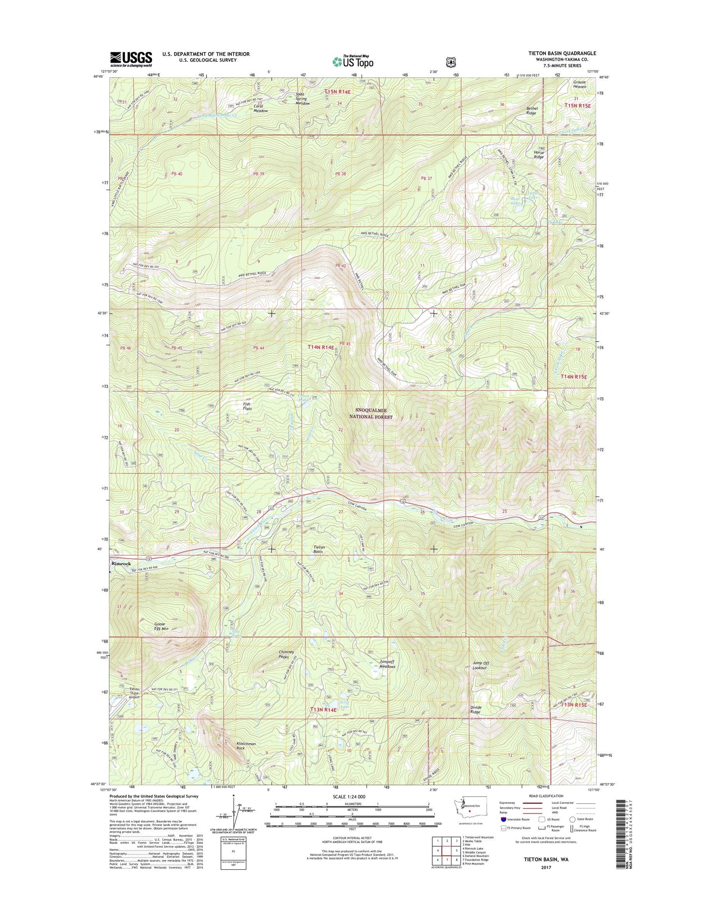 Tieton Basin Washington US Topo Map Image