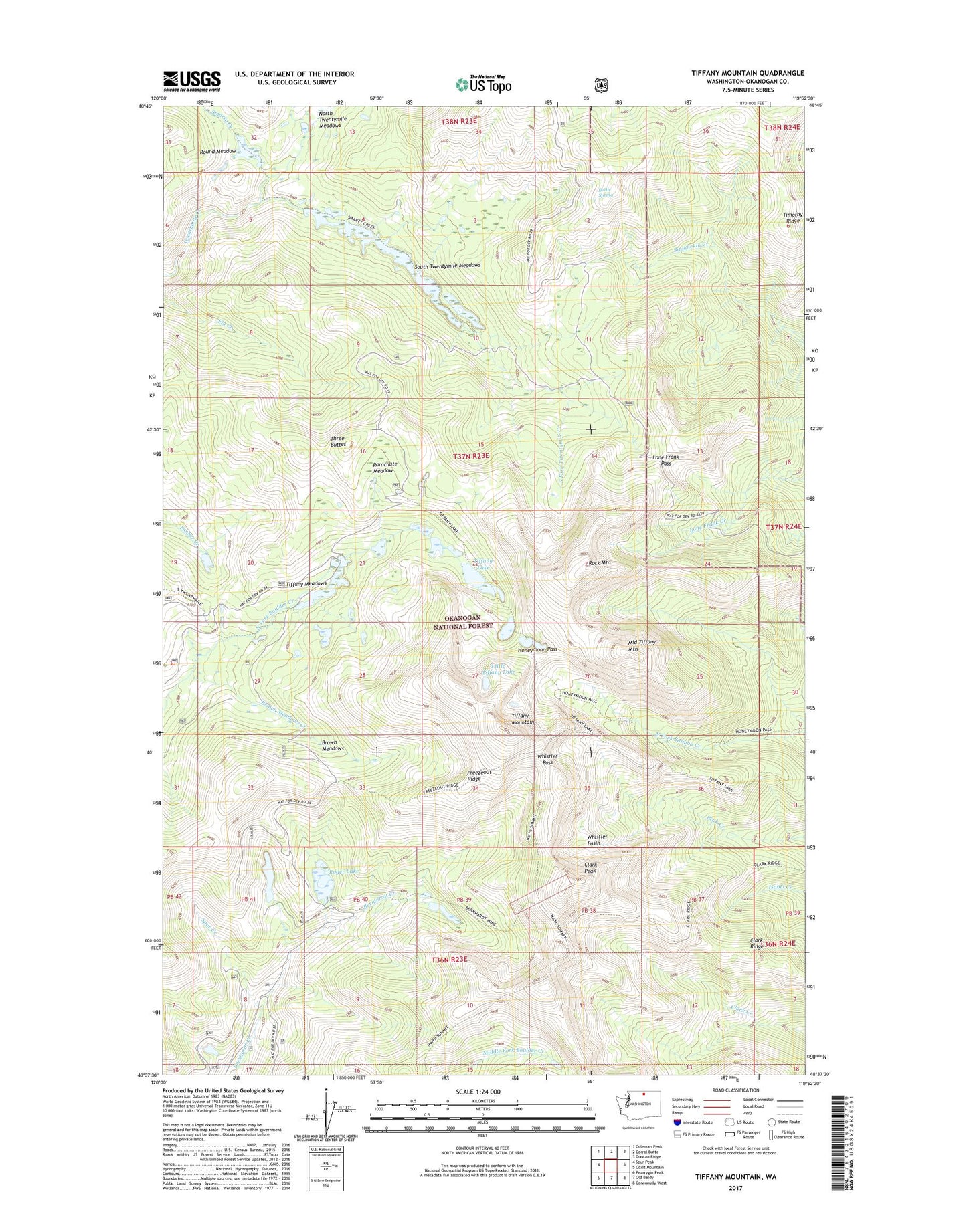 Tiffany Mountain Washington US Topo Map Image