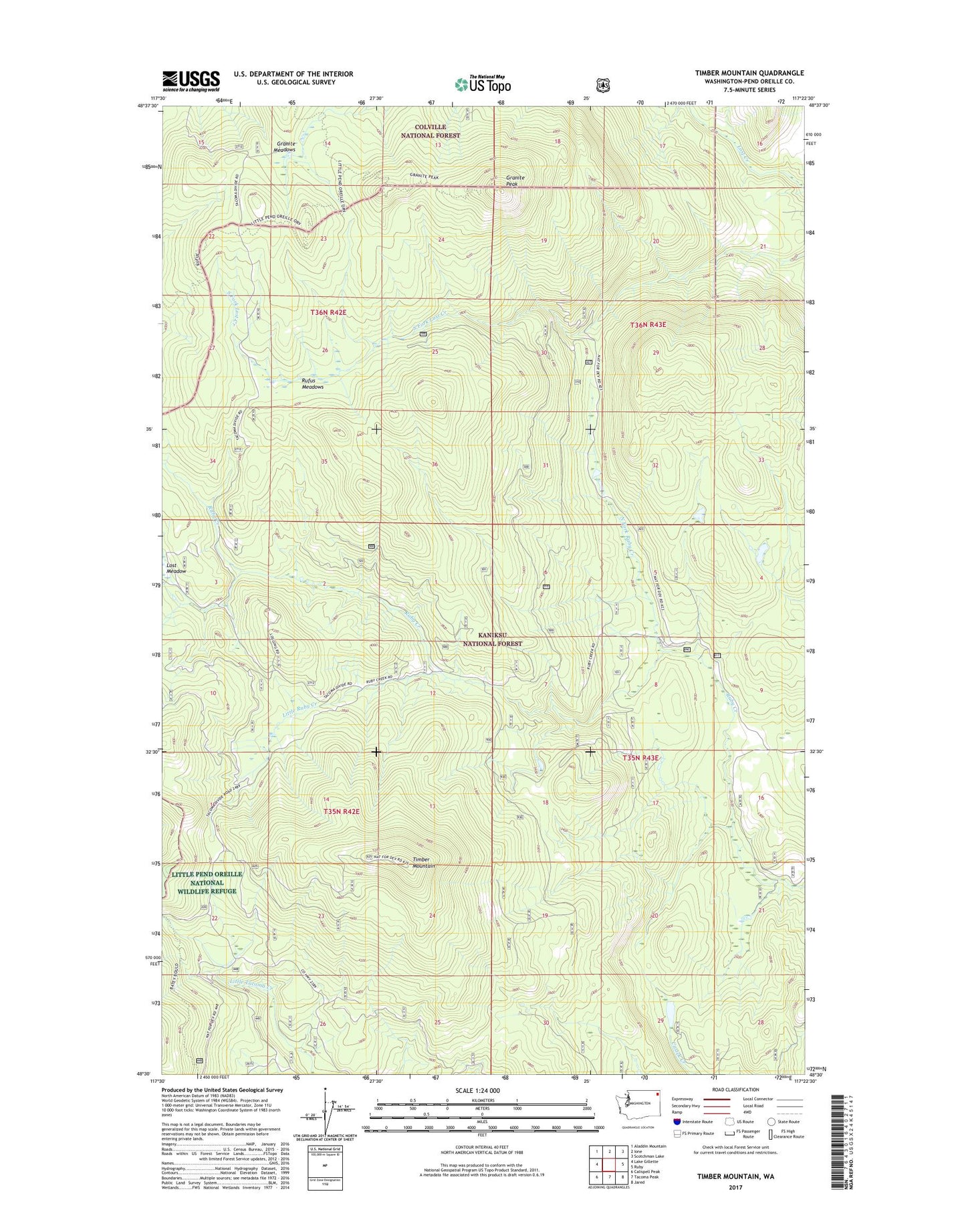 Timber Mountain Washington US Topo Map Image