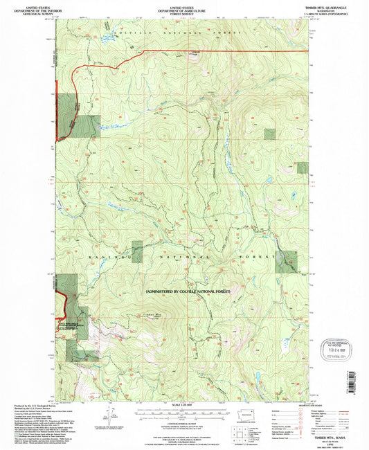 Classic USGS Timber Mountain Washington 7.5'x7.5' Topo Map Image