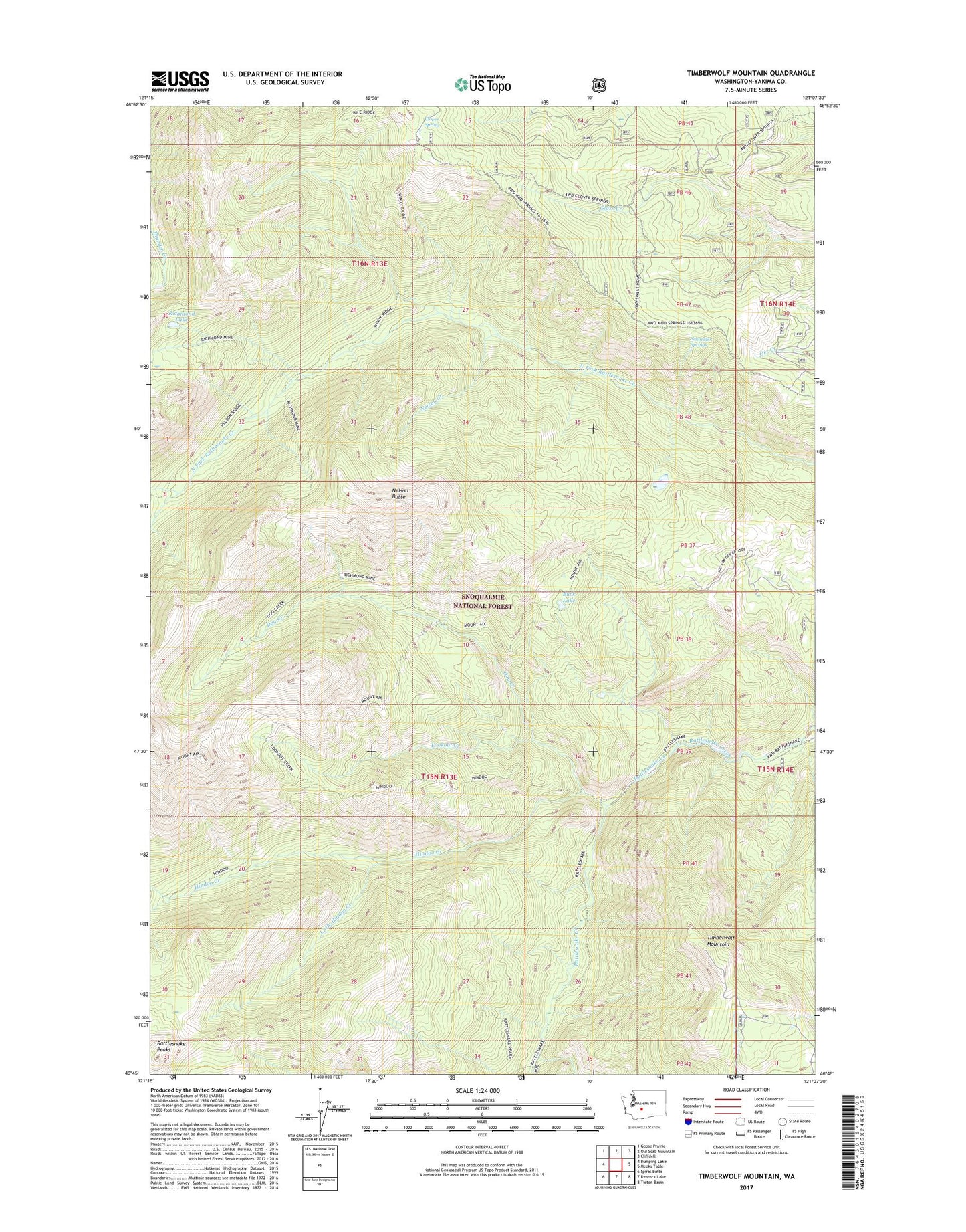 Timberwolf Mountain Washington US Topo Map Image