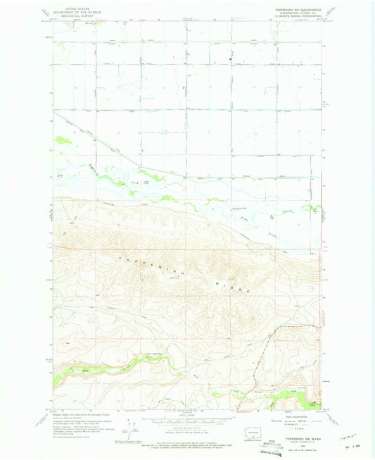 Classic USGS Toppenish SW Washington 7.5'x7.5' Topo Map Image