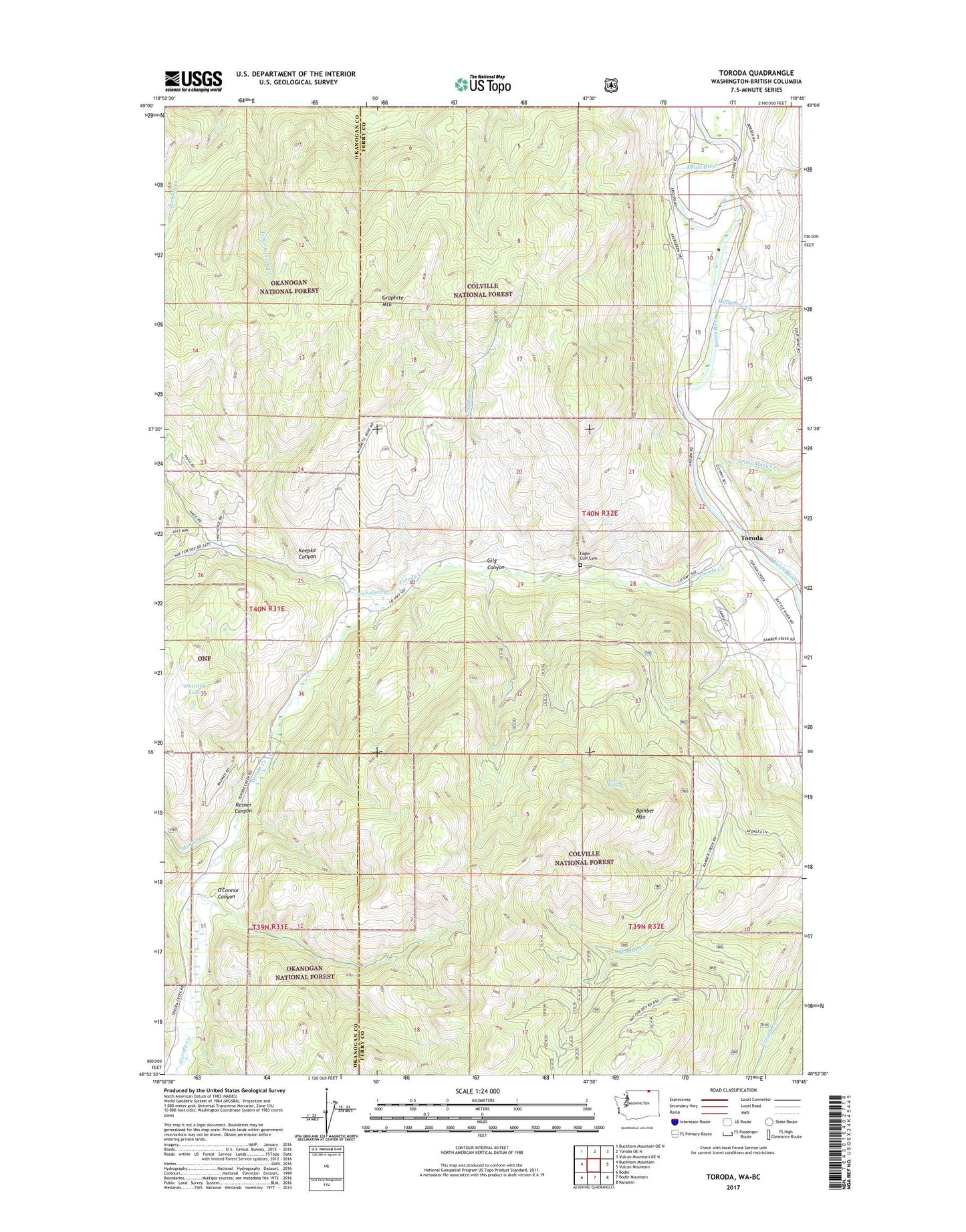 Toroda Washington US Topo Map Image