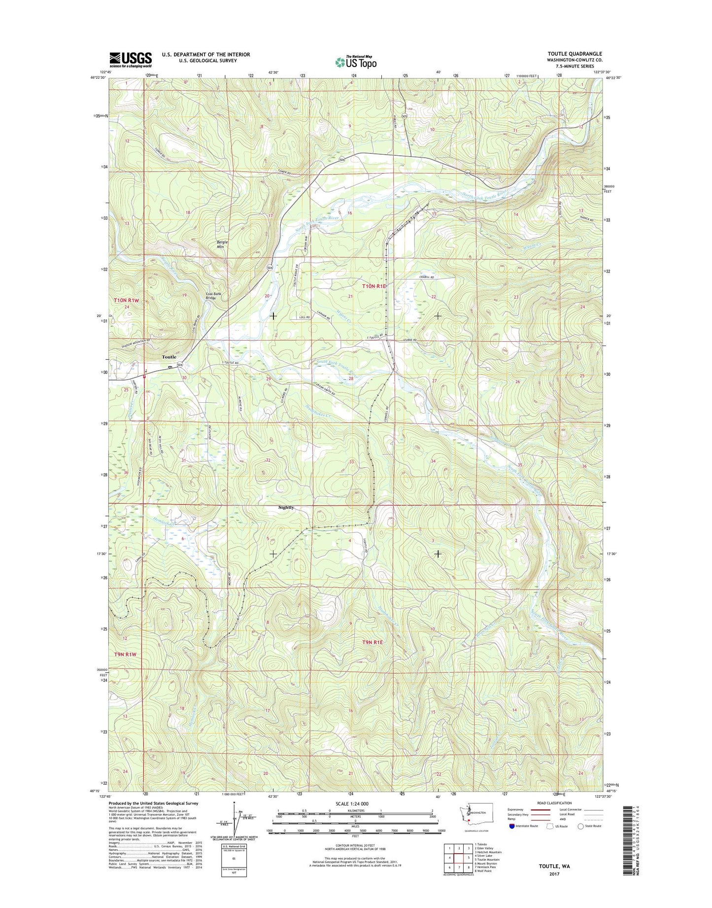 Toutle Washington US Topo Map Image