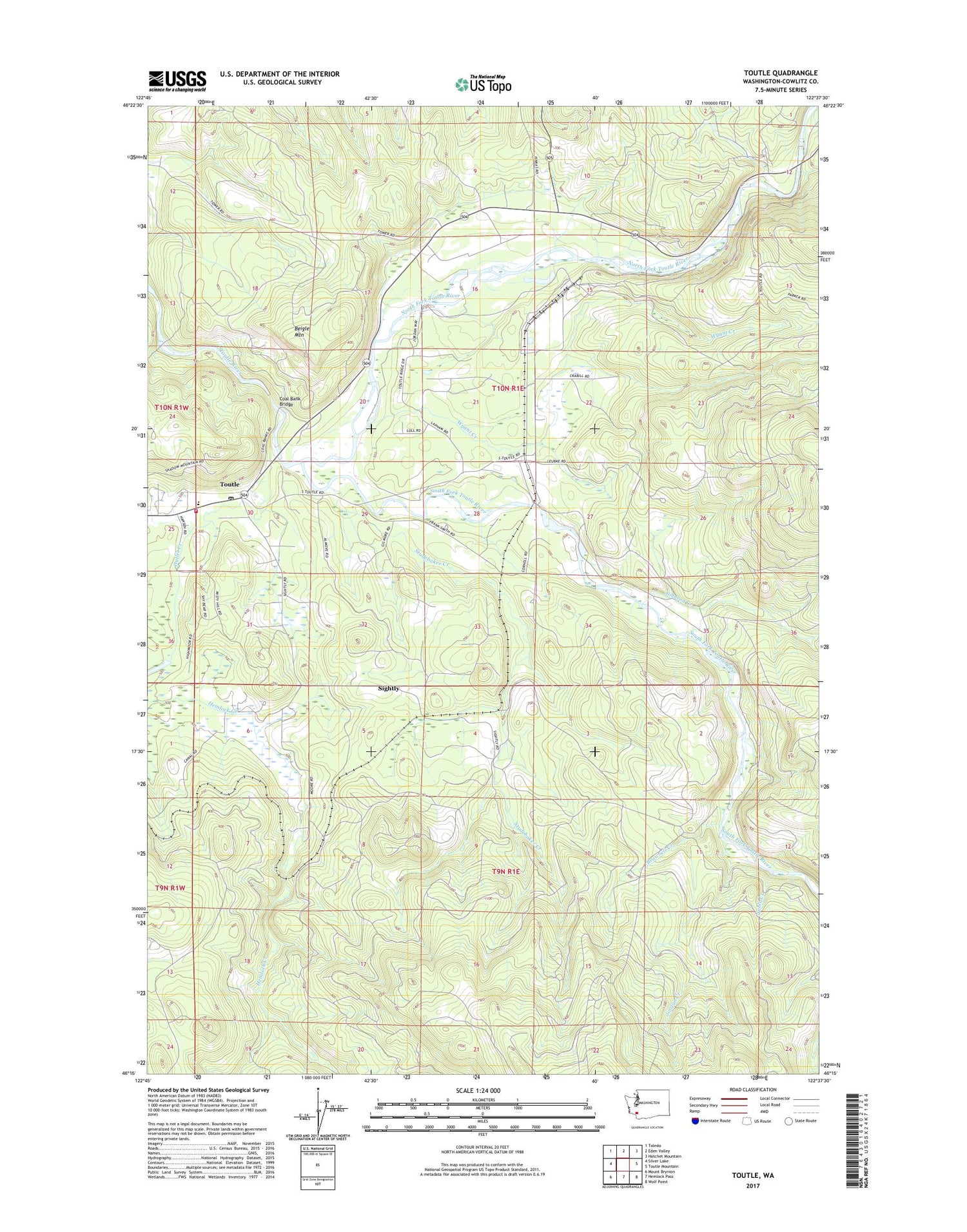 Toutle Washington US Topo Map Image