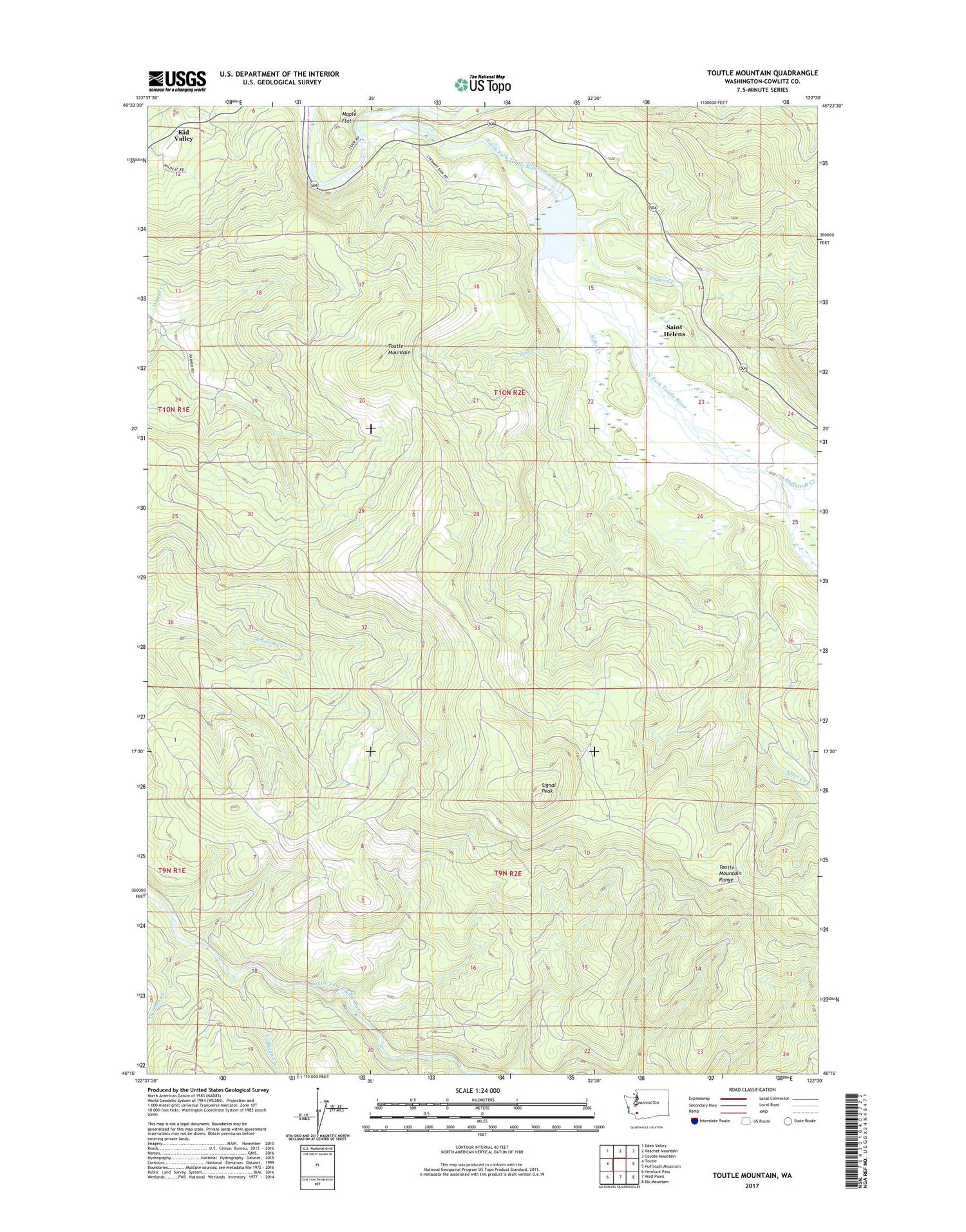 Toutle Mountain Washington US Topo Map Image