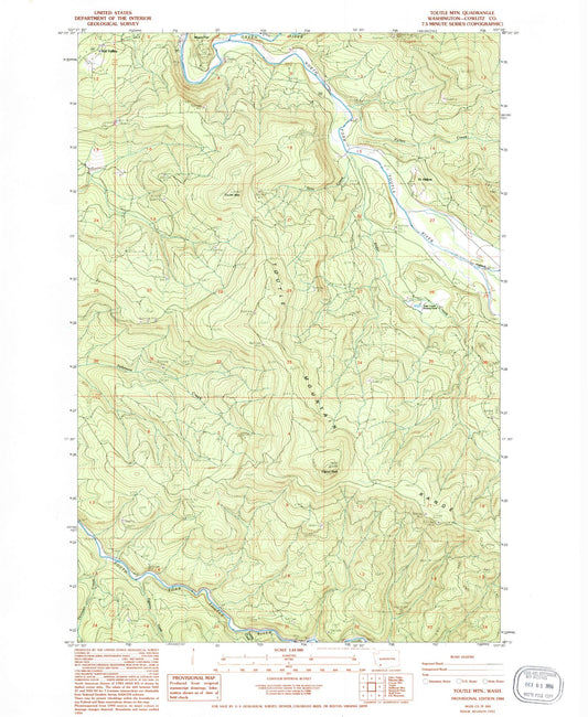 Classic USGS Toutle Mountain Washington 7.5'x7.5' Topo Map Image